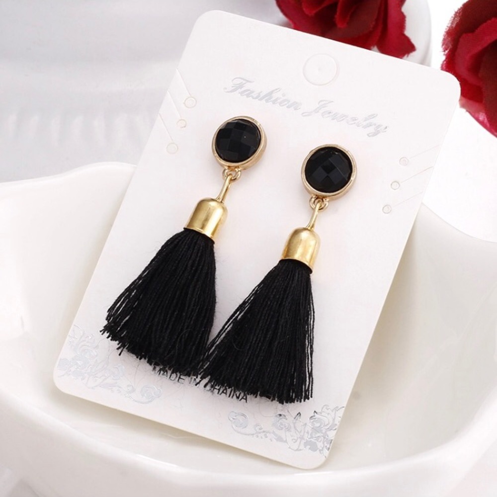 NEW!💙💎TASSEL! BLACK! GOLD! EARRINGS!💎💙PRETTY!! - Picture 7 of 8